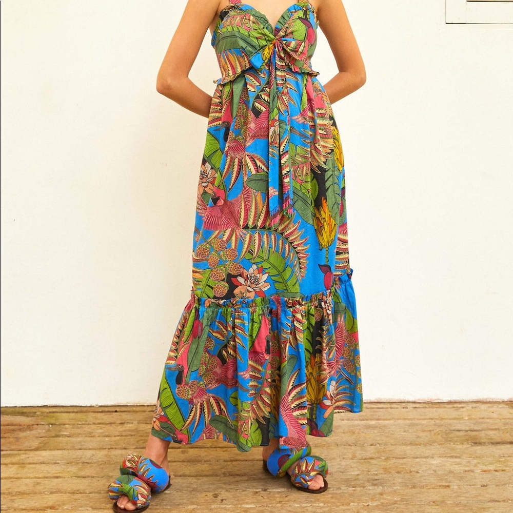 NWT Farm Rio Totally Tuiuiu blue maxi dress